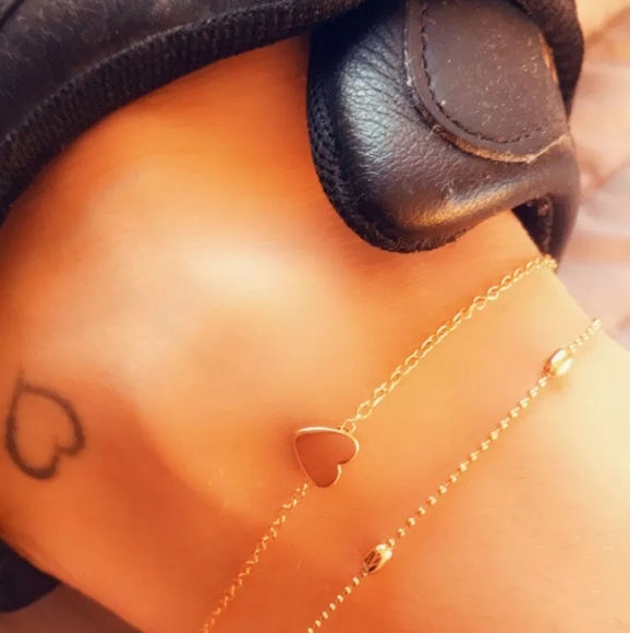 NEW Gold Double Layer Heart Ball Ankle Bracelet - Picture 13 of 16